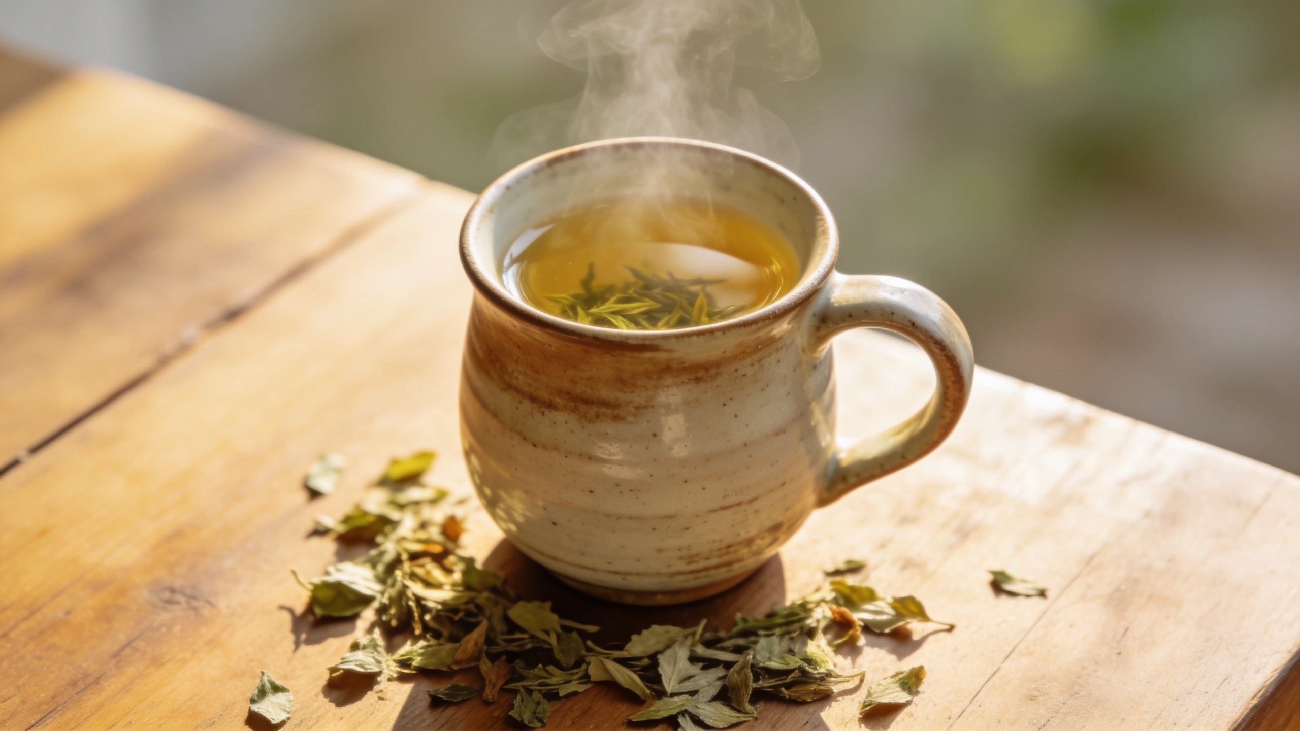 Photo of chamomile tea in a small bottle