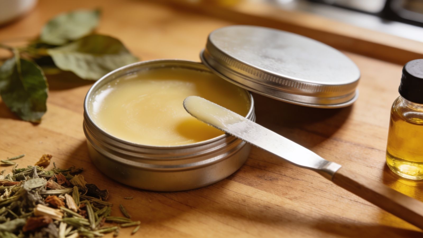 Natural skincare salve with herbs