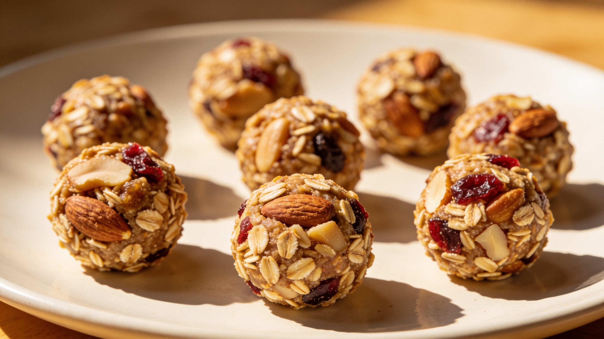 Photo of small energy balls made from dried fruit and nuts