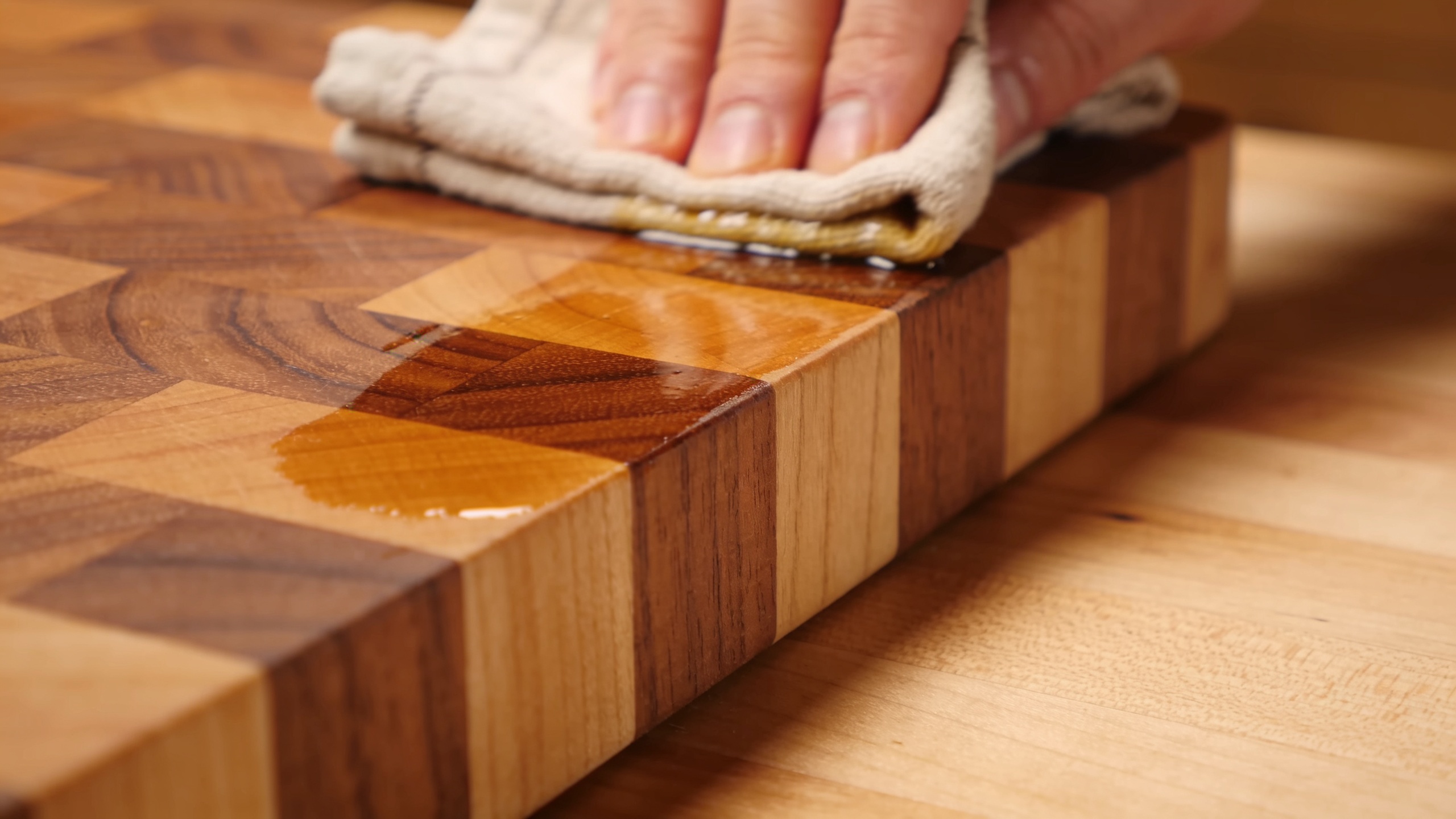 Photo of a polished wood tabletop